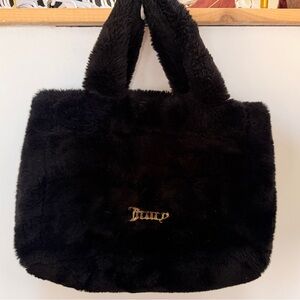 Black Faux Fur Juicy Couture Tote Bag